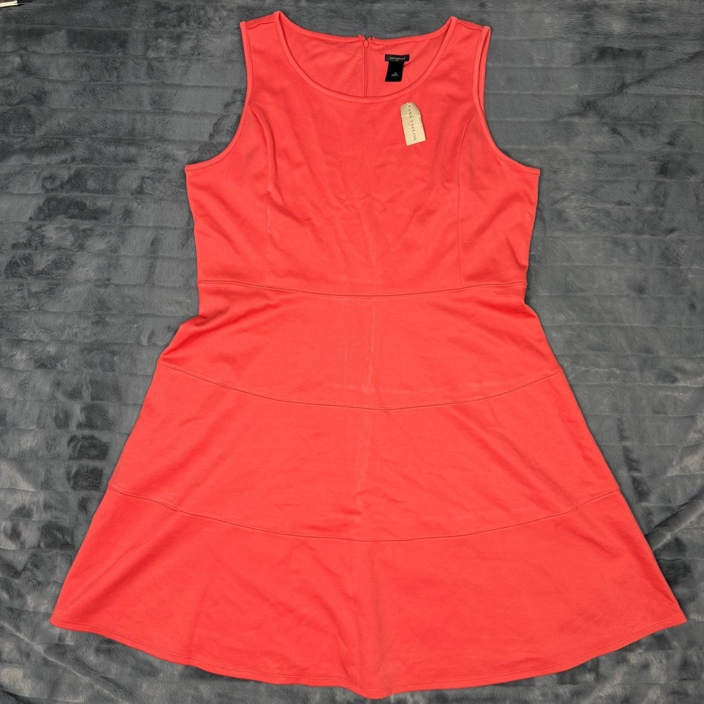Ann Taylor Coral Pink Sleeveless Tiered Fit and Flare Dress Womens Size 18 NWT